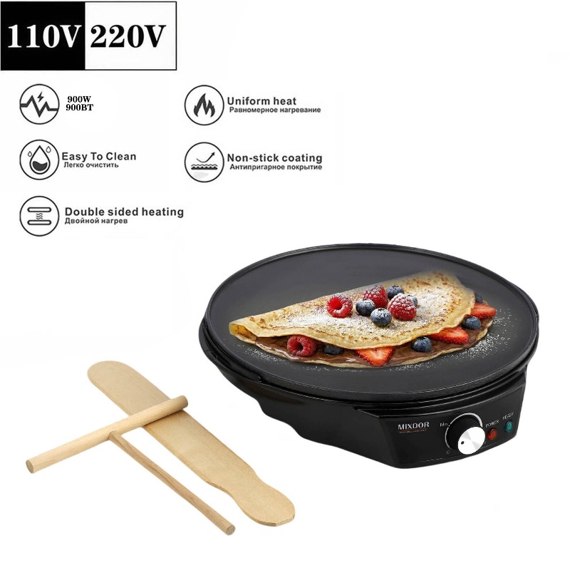 Crepe Maker Griddle - 110V電気クレープパン、パンケーキグリドル、春巻きメーカー、ステーキ、卵焼き、パンケーキメーカー