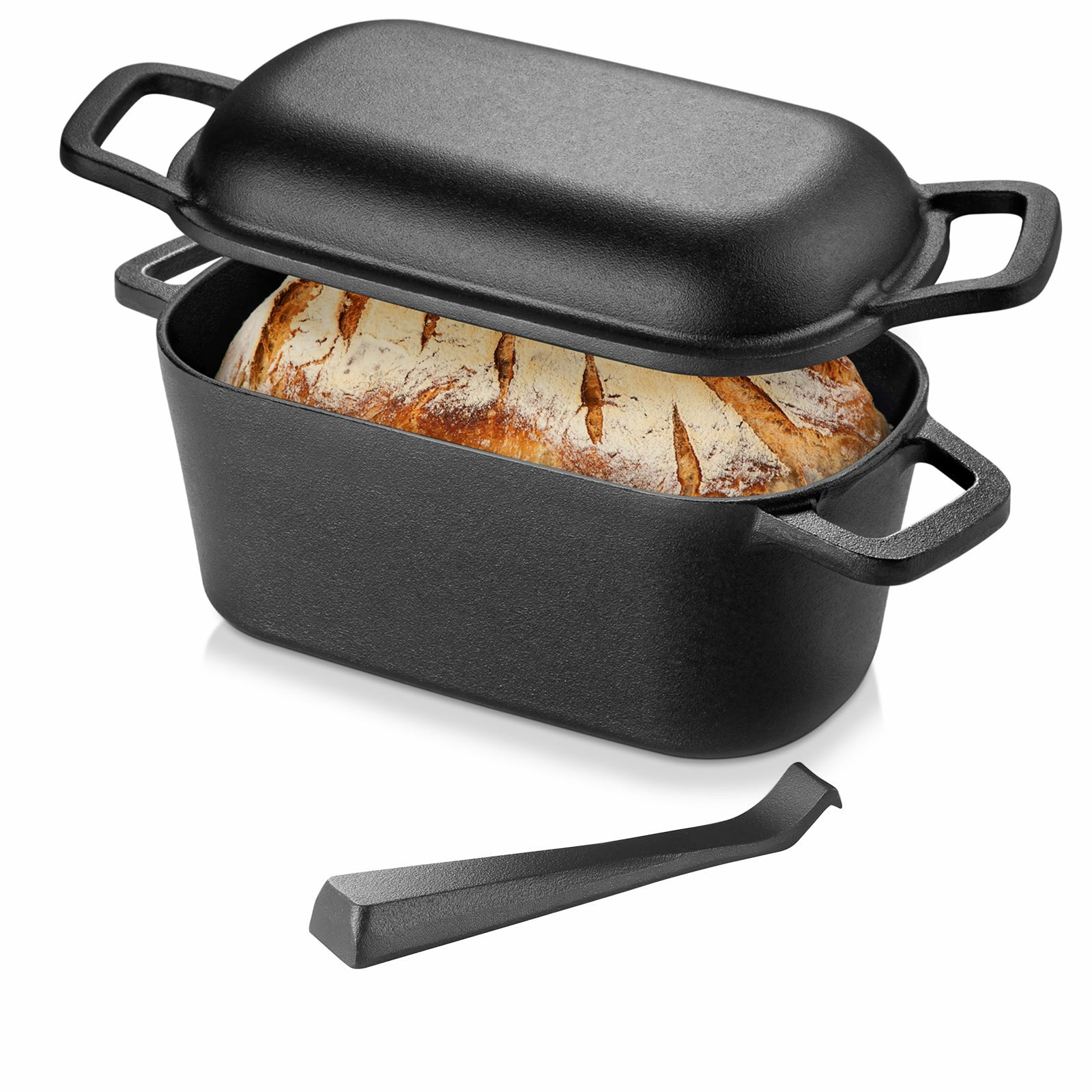 Crepe Maker Griddle - ダッチオーブン パン焼き用 サワードウパン型 2in1 鋳鉄製オーバルダッチオーブン＆スキレット 3.6クォート