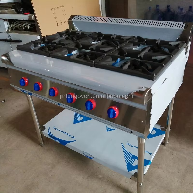 Commercial Kitchen Gas Stove - 業務用厨房機器 プロ仕様 6口ガスコンロ 工業用ポータブルガスストーブ スタンド付き