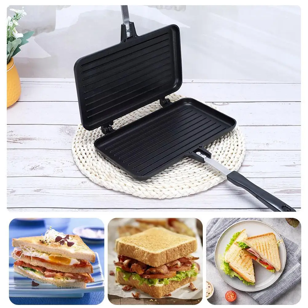 Crepe Maker Griddle - 両面フライパンノンスティックサンドイッチメーカーワッフルパンケーキスナックグリドルパンパンバーベキュープレートキッチン調理ツール