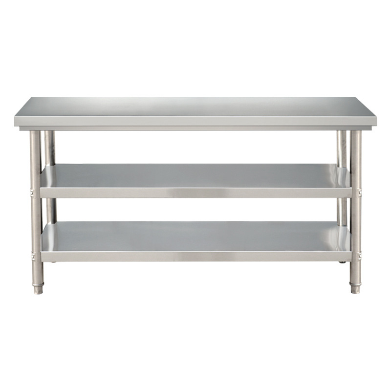 Commercial Kitchen Bench - ステンレス製二層式作業台、業務用キッチン準備台（下段棚付き）、梱包作業台