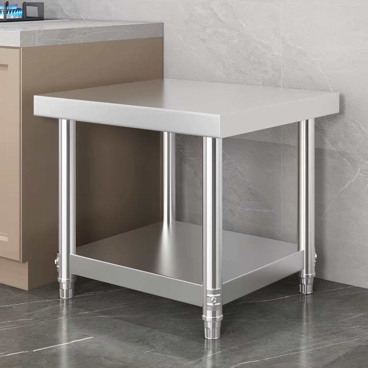 カスタマイズ可能な201/304ステンレス鋼製作業台、両面作 - Commercial Kitchen Bench のレビューと価格