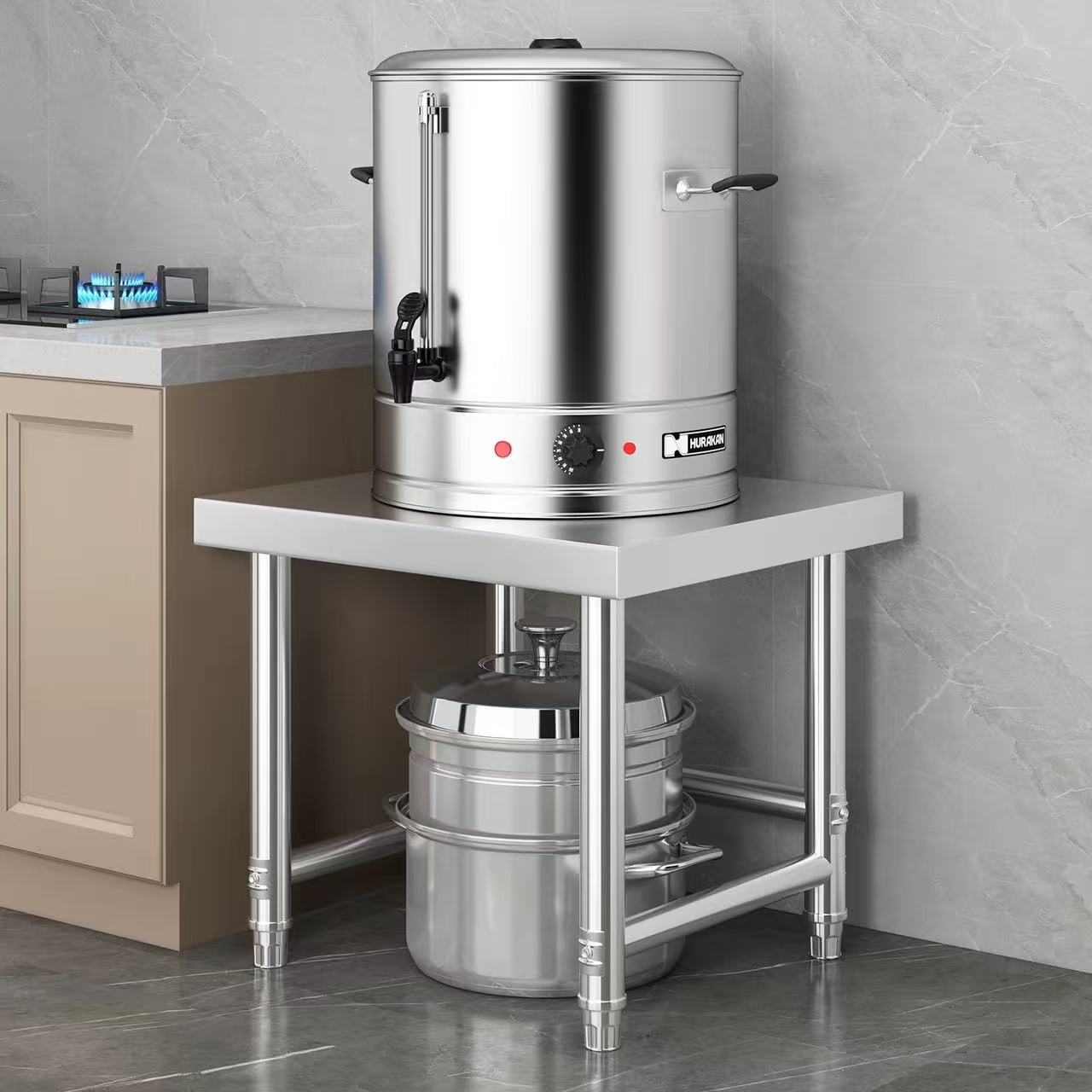 カスタマイズ可能な201/304ステンレス鋼製作業台、両面作 - Commercial Kitchen Bench のレビューと価格