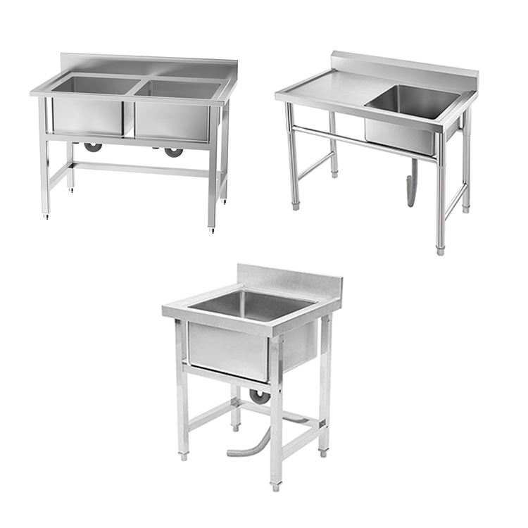 業務用ステンレス製キッチンシンク ダブルボウルシンクベンチ  - Commercial Kitchen Bench のレビューと価格